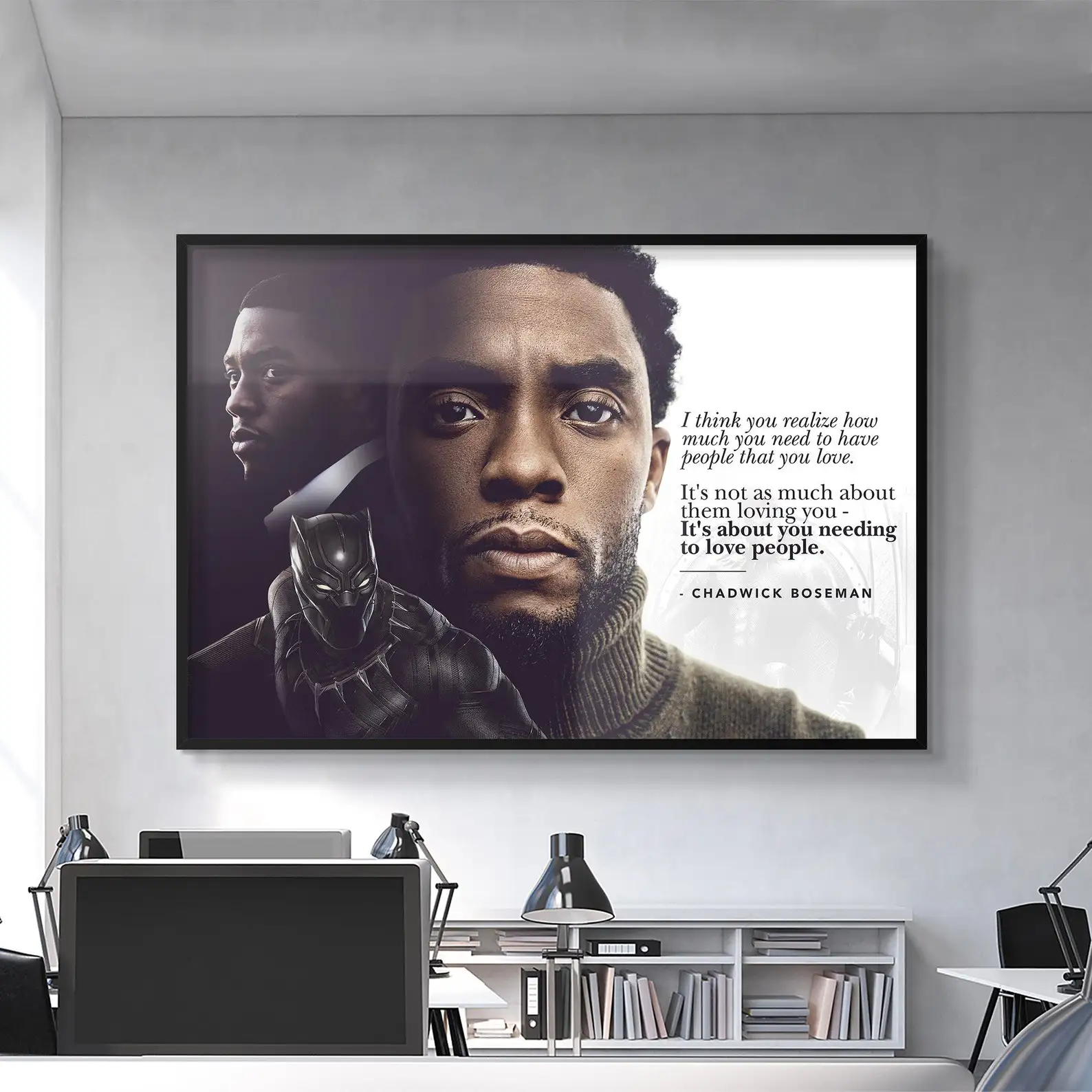 Marvel Superhero Chadwick Boseman Black Panther Poster Living Decoration Bedroom Canvas Painting