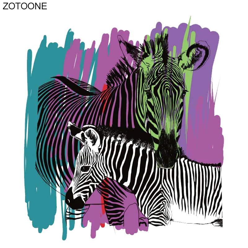 ZOTOONE заплаты животных красочные наклейки с зеброй Переводные железные для одежды
