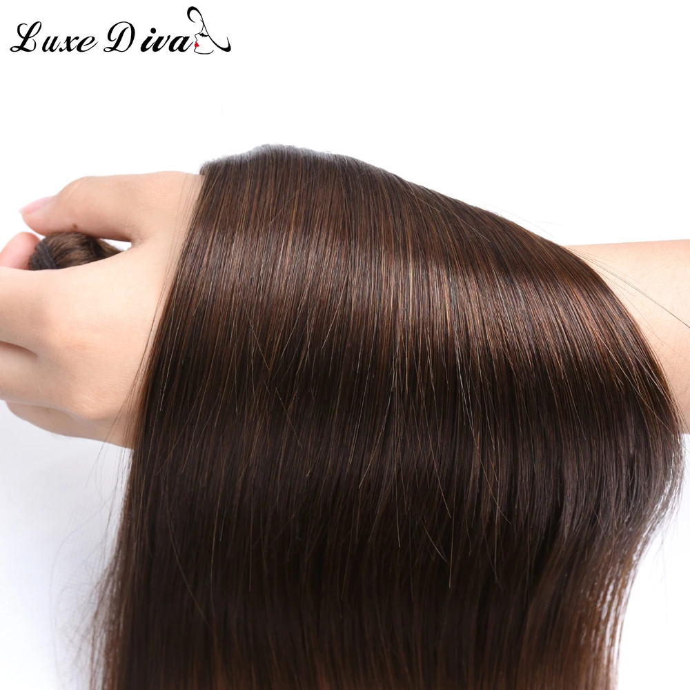 Pre Colored Brown Straight Hair Weave Bundles Brazilian Human Hair Extension #4 Light Brown Color Remy Bulk 1-4 Lots