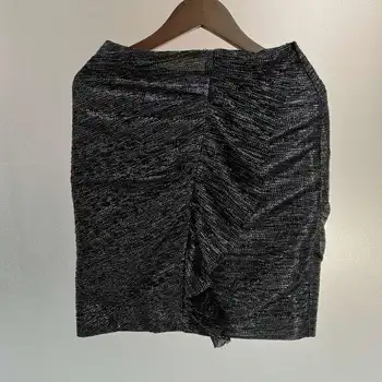 

Women Skirt 2019 Autumn and Winter Asymmetrical Ruffled Bright Silk Blend Skirt