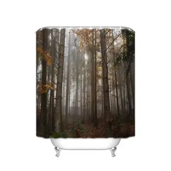 

Yellow Forest Trees Polyester Shower Curtain -Bathroom Shower Screen - Waterproof