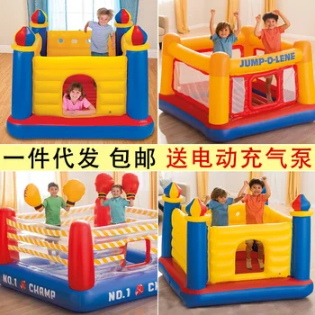 

Family children's inflatable castle fist indoor trampoline household small jumping bed game house naughty castle toys