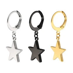 New Star Pendant Earrings Men Women Jewelry Charms Stainless Steel Ear Piercing Jewelry Gift Huggie Hoop Earrings