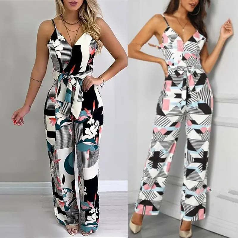 

Women Bohemian Jumpsuits Summer Sexy Clubwear Boho Spaghetti Strap Playsuit Bodycon Party Trousers Bodysuit Backless Rompers