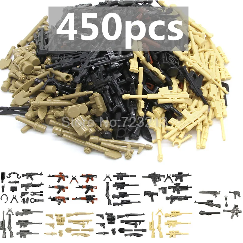  Military 450pcs Weapon Parts Accessories PUBG Gun Headset Interphone MOC Multicolour Building Block
