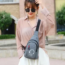 Женская модная нагрудная сумка, однотонная, простая, на молнии, в Корейском стиле, сумка-мессенджер, Женская Повседневная, оксфордская, тканевая, поясная сумка