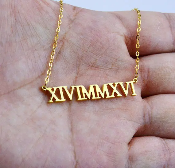 Римское ожерелье с цифрами, персонализированное, нержавеющая сталь, на заказ, римское ожерелье с кулоном в виде цифры, ювелирное изделие, подарок на день рождения
