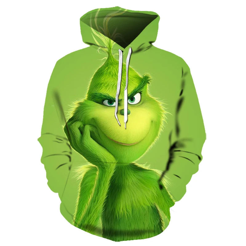 3D grinch толстовка с капюшоном Рождество Толстовка мультфильм анимированные белая