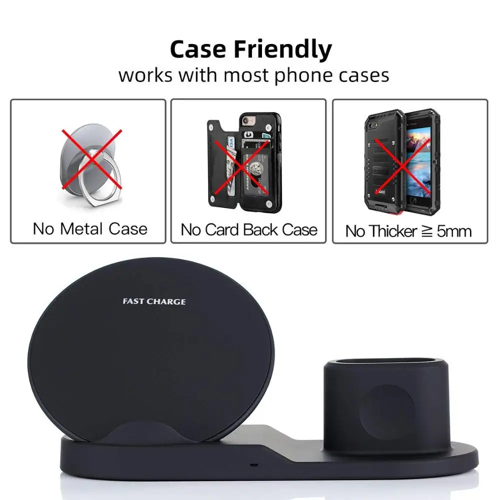 Беспроводное быстрое зарядное устройство Qi 3 в 1 док станция для Airpods Apple Watch 4 iPhone 8 X