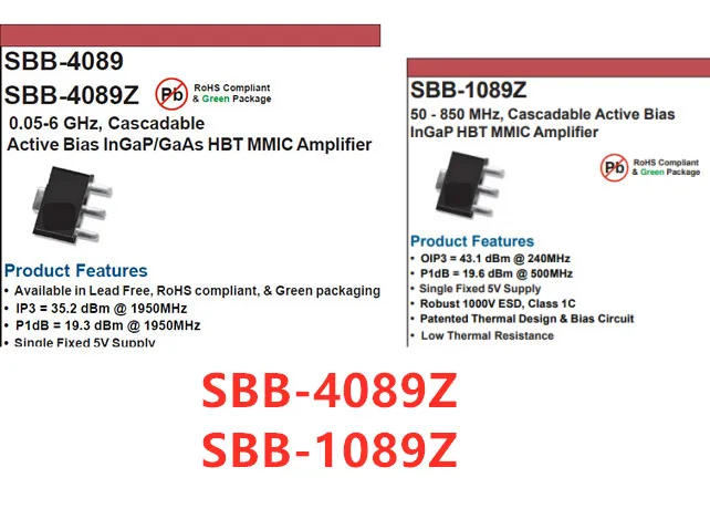SBB-4089Z SBB-4089 SBB4089Z SBB-1089Z SBB1089Z SBB-1089 0.05-6 GHz Cascadable Active Bias InGaP/GaAs HBT MMIC Amplifier | Электроника
