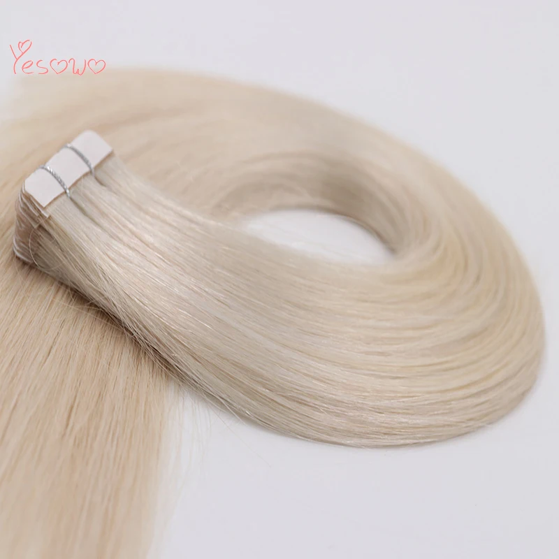 Yesowo невидимые бразильские прямые волосы Remy на ленте 2,5 г/шт. 1000 # человеческие волосы для наращивания блонд для белых женщин