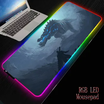 

MRGBEST Anime Monster Hunter RGB Gaming Gamer Led Computer Mousepad Big Mouse Mat with Backlight Carpet for Keyboard Desk Mause