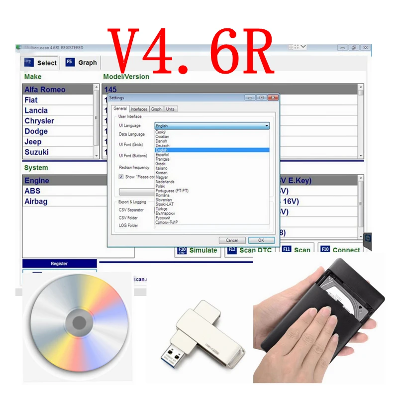 2023 Vendita Calda Multi-Ecu-Scan V4.6R Full Registrato Nuovo Multi-Ecu-Scan V4.6R Cd Usb Flash Disk Spedizione Gratuita