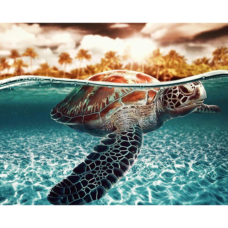 diving turtle sea Animal DIY Digital Painting By Numbers Modern Wall Art Oil Holiday Gift Home Decor Big Size | Дом и сад