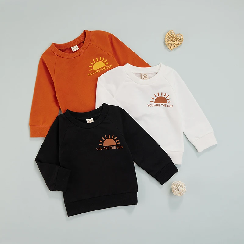 Infant Baby Girls Boys Crewneck Sweatshirt Sun Patterns Long Sleeve