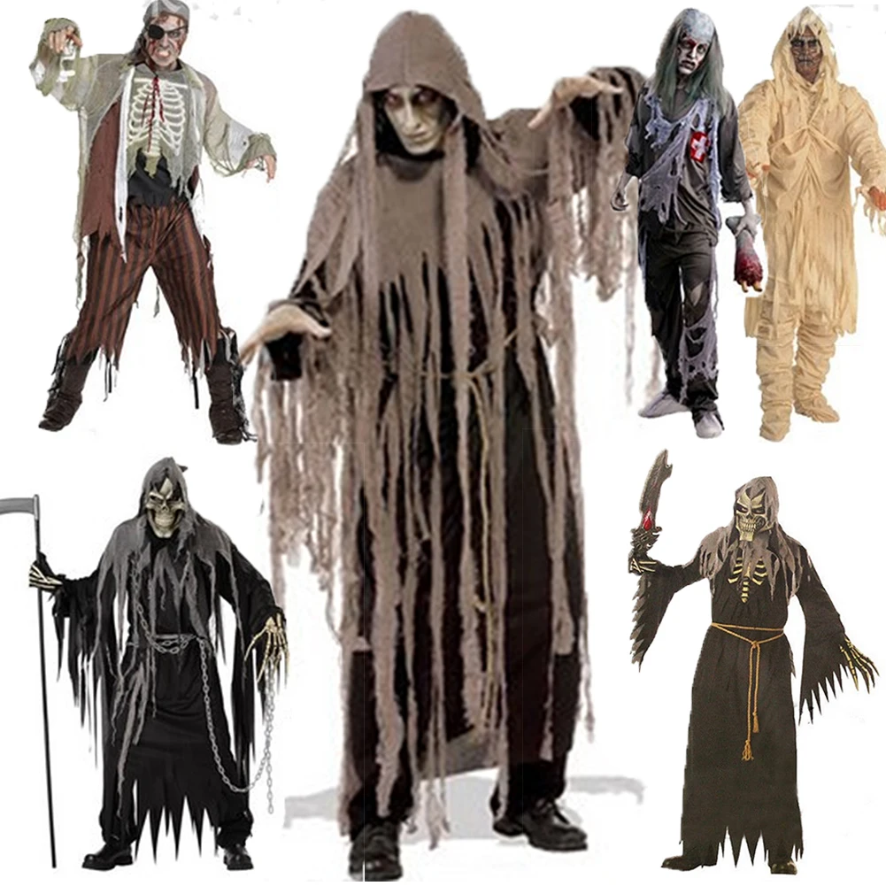 Adults Halloween Complete Zombie+Mask Fancy Dress Horror Costume Mens Cosplay Outfits Party Mens Fancy Dress Costume