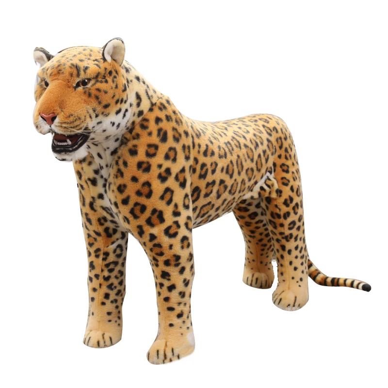 Большая плюшевая игрушка с имитацией животных, тигр, лев, леопард, подарок на день рождения, реквизит для обучения и фотосъемки, домашний демонстрационный зал - Цвет: Leopard 110x85cm