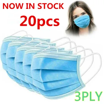 

20 pcs / pack Disposable Face Mask Dust-proof Anti -haze Anti-pollen Droplet Proof 3 Layers of Non-woven Fabric Filtration Mouth