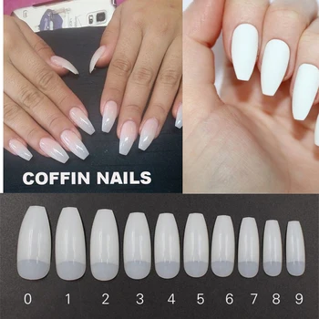 500pc Cover Coffin Shaped Full Well Nail Tips Ballerina False pointy French Tips Stiletto Oval Shape Manicure Fake Nails, - buy at the price of $1.86 in aliexpress.com | imall.com