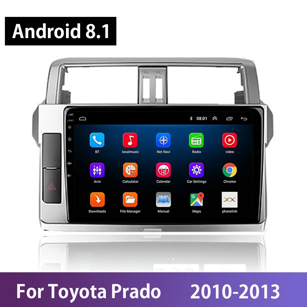 Автомобильный мультимедийный плеер с GPS Навигатором 1 Гб + 16 ГБ Android 8 Wi Fi для Toyota Prado