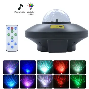 

New USB LED Star Projector Light Music Starry Water Wave LED Night Light Bluetooth Projector Sound-Activated Projector Light