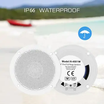 

4" Waterproof Marine WhiteFlush Mount Speakers 2-Way Full Range Stereo Boat Speaker 1Pair 160W