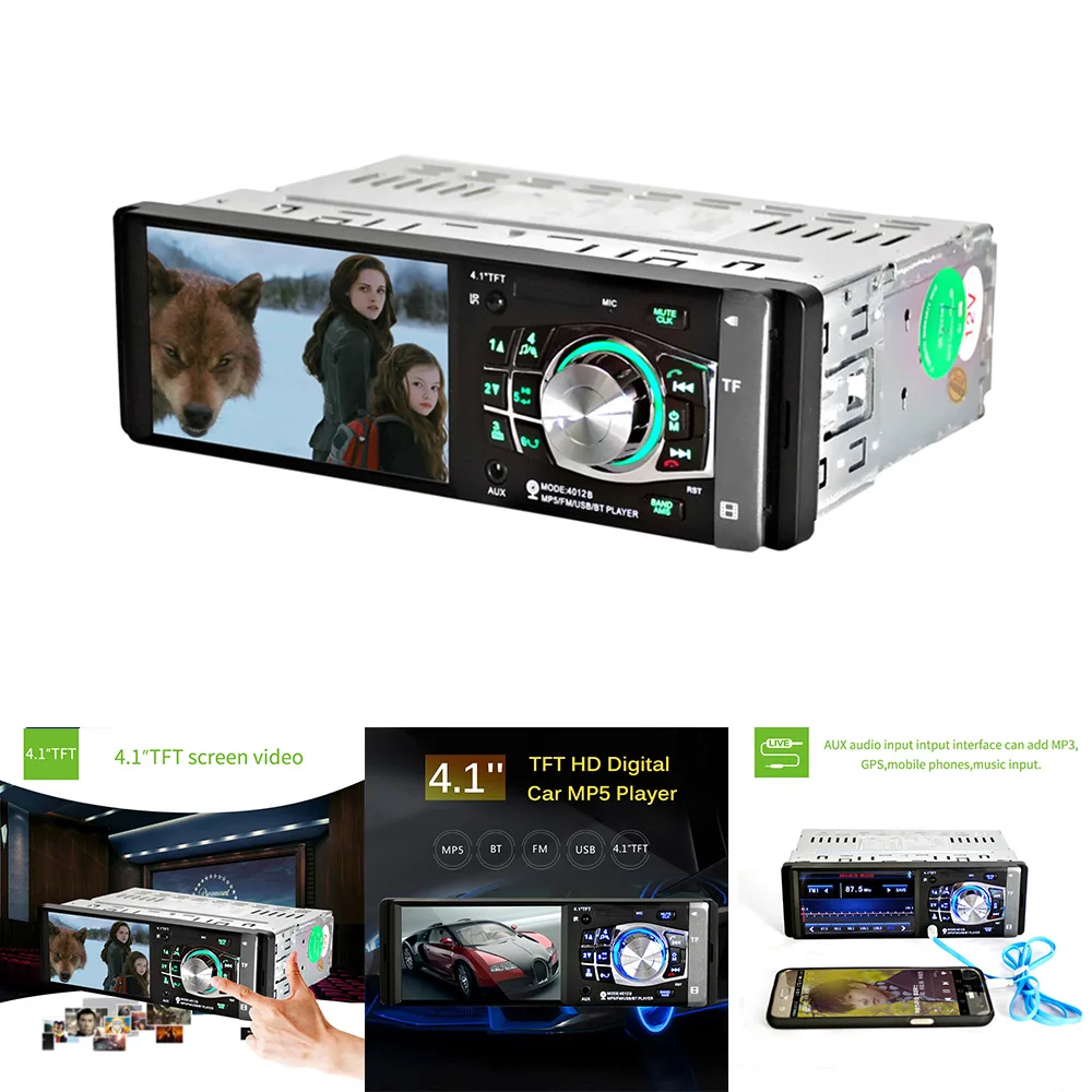 

4.1" TFT HD Digital Display Screen Car MP4 Player AUX Audio With Support USB/SD/TF FM Radio With Remote Control Car Electronics