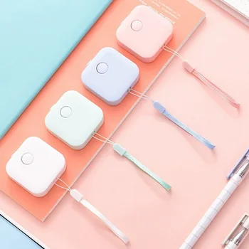 

Color random portable leather tape measure 1.5 m square ruler measurement around with retractable mini ruler