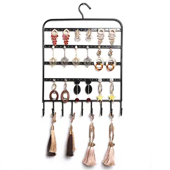 

Rack Showcase Hooks Wall Mount Necklace Hanger Home Bracelet Storage Shelf Stand Earring Holder Jewelry Display Organizer Metal