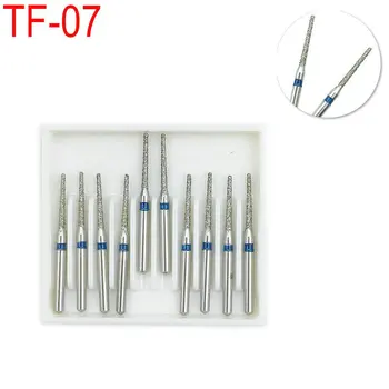 

10PCS Dental Diamond Burs Drill Taper Flat End Type Dia-burs Medium FG 1.6M for High Speed Handpiece TF-07
