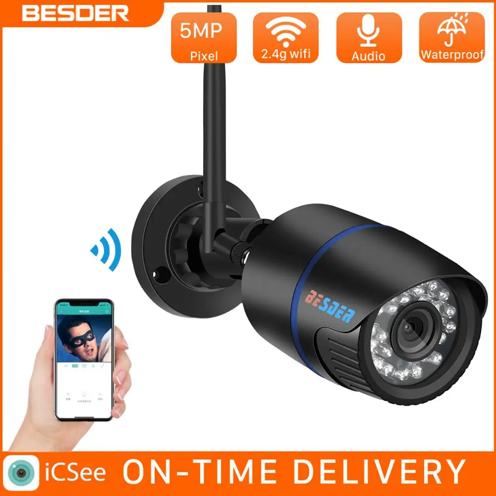 BESDER 5MP Беспроводная ip камера ночного видения ONVIF для наружного наблюдения Wifi со