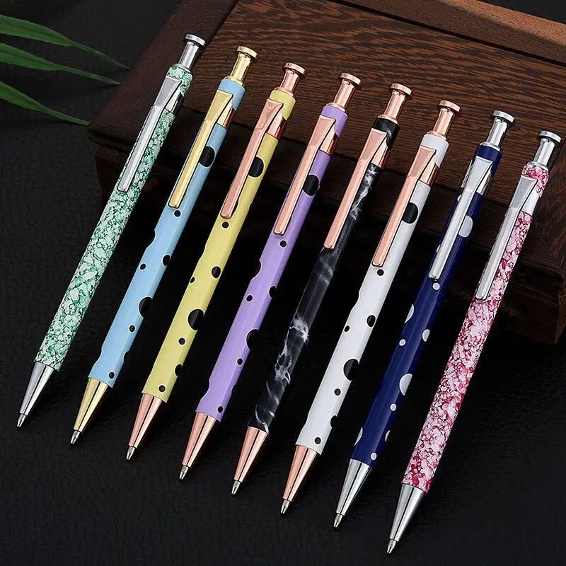 

Ballpoint Pen Metal Material Press Style Pens For School Office Writing Girls Gift School Supplies Cute Stationery