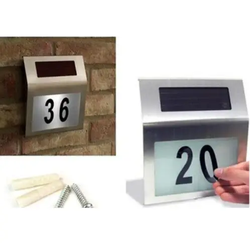 

Led Solar Light Outdoor Stainless Solar Powered Doorplate Lamp House Number Light outdoor lighting hot sale