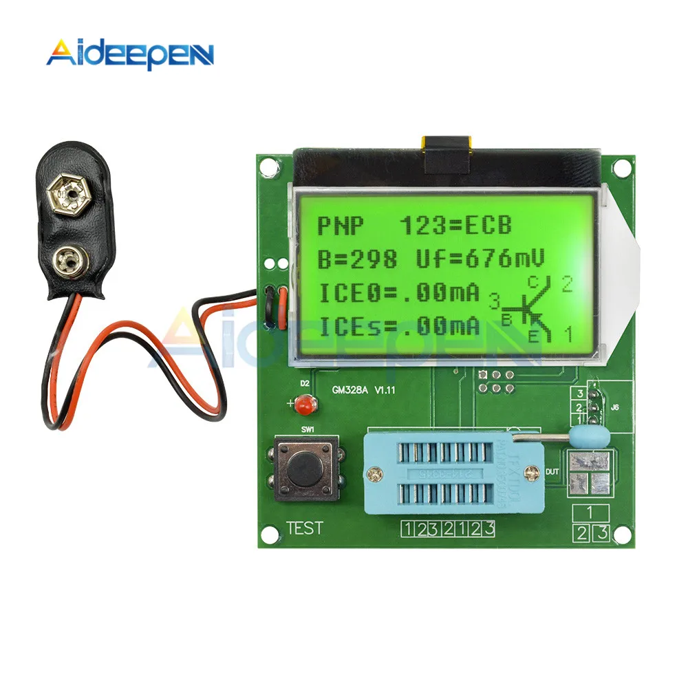 Цифровой тестер транзисторов GM328A измеритель емкости и LCR RLC PWM ESR MOS/PNP/NPN V2PO 1 МГц 2