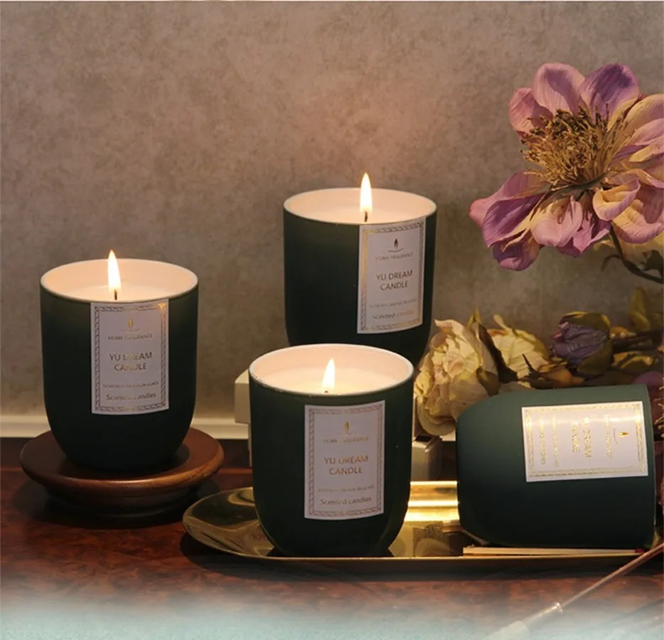 

Smokeless Scented Candles for Gifts In Glass Scented Soy Candle Wedding Candles Romantic Anniversaire Candle Glass Jar HH50LZ