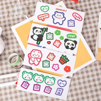 

4 pcs/set Cartoon Panda Cat Stickers Decoration DIY Ablum Diary Scrapbooking Label Sticker Stationery school supply