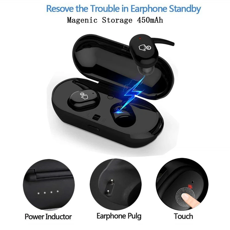 

TWS4 Bluetooth Earphones Wireless Bluetooth 5.0 Sport In-Ear Earphones Headset with Charging Box For iPhone Samsung Xiaomi