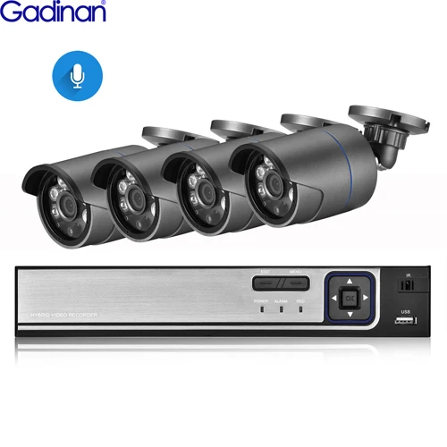 Gadinan 4CH 5MP POE Video Security System 5MP Outdoor Bullet Night Vision Audio IP Camera Face Playback Surveillance CCTV Kit cheap security cameras Surveillance Items