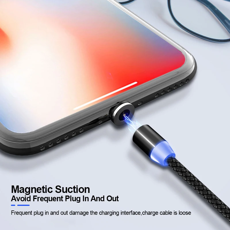 Магнитный usb кабель VOXLINK 3 в 1 для iPhone Xs 6 и USB type C Micro с нейлоновой оплеткой samsung Xiaomi