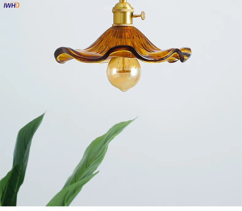 H9ad989c13be547bc8904932f16a8df2dy IWHD Nordic Style Simple LED Pendant Light Fixtures Bedroom Living Room Bar Colorful Glass Copper Hanging Lamp Lights Edison
