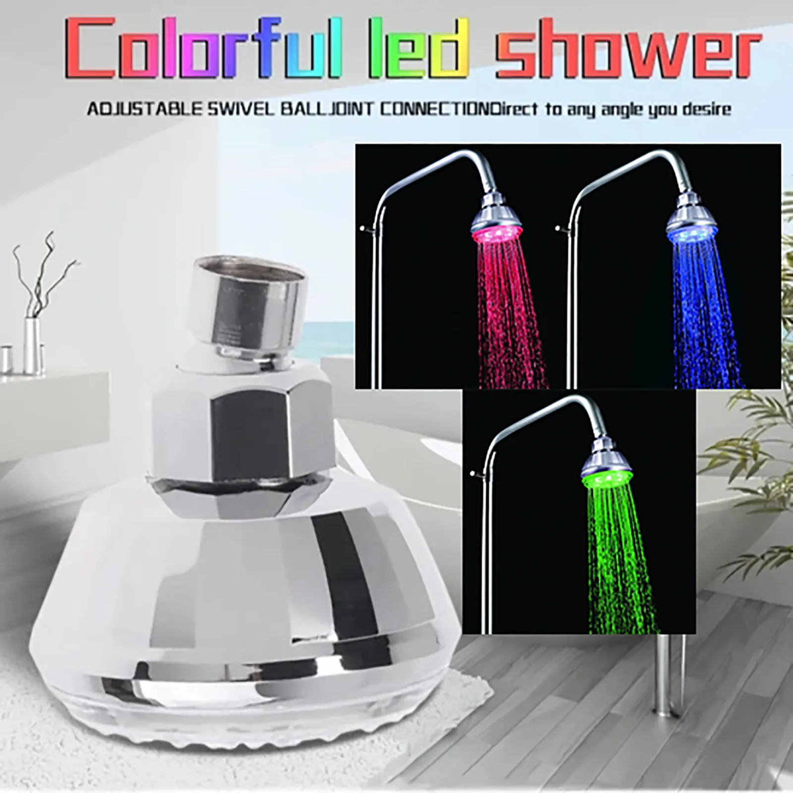 

Shower Head High Pressure Romantic 3-Color LED Top Showers Head Hydropower ShowerHead Facut Adjustable Home Bathroom Tools 5*