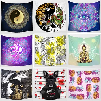 

Hot sale square tapestry pineapple animal tropical plants pattern wall hanging tapestry home decoration wall art tapestry