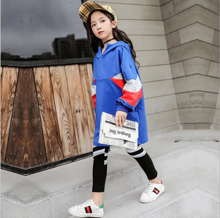 Children's clothing new autumn girls suit big children casual long T+ leggings two-piece children's sports suit - Цвет: style 1