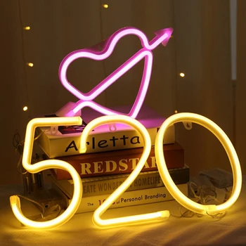 

USB/Battery Powered Colorful Led Neon Sign Light Christmas Party Wedding Wall Decor Night Lamp Neon Light Letters Numerals