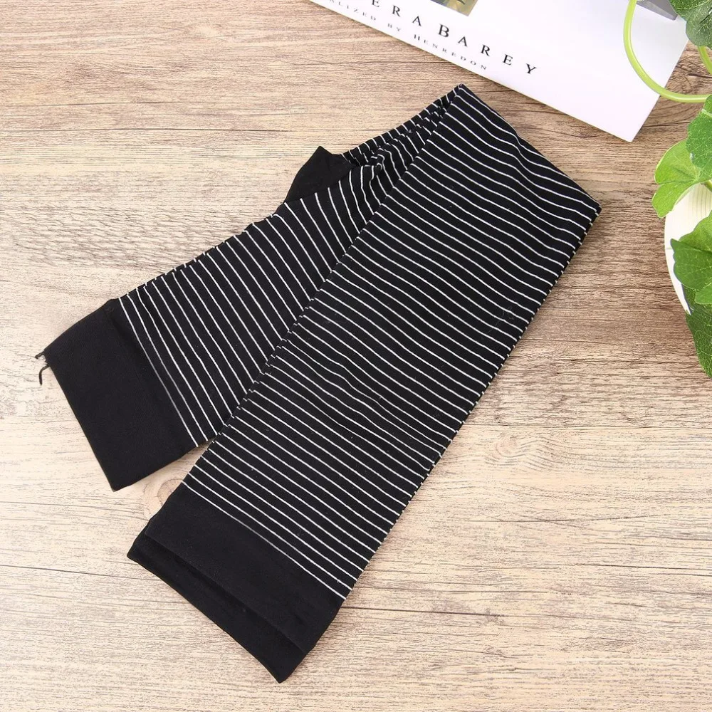 

Women Striped Fashionable Black Tights Three-Quarters Length Stretchy Middle-Waisted Pantyhose Ladies Spring Tights