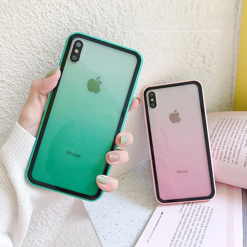 Градиент цвета мягкий чехол для телефона iPhone 11 Pro X XR XS Max 8 7 6 6S Plus анти-осень Мягкий край Простой Модный чехол Apple