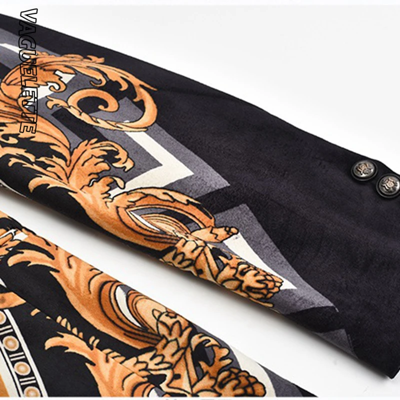Vaguelette Gold Pattern Suit Blazer Men Jacket Luxury Lion Printed Blazers Fashion Wedding Party Stage Costumes for Singers 4XL Vaguelette Gold Pattern Suit Blazer Men Jacket Luxury Lion Printed Blazers Fashion Wedding Party Stage Costumes for Singers 4XL