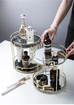 

Nordic Double Layer Cosmetics Storage Rack Btahroom Storage Stand Dressing Table Desktop Finishing Rack Jewelry Tray