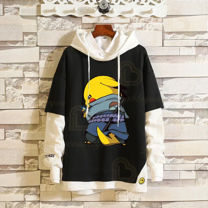 

Harajuku Japanese Anime Cute Detective Print Men Sweatshirt 2 Pieces Long Sleeve Casual Loose Female Sweatshirt Streetwear