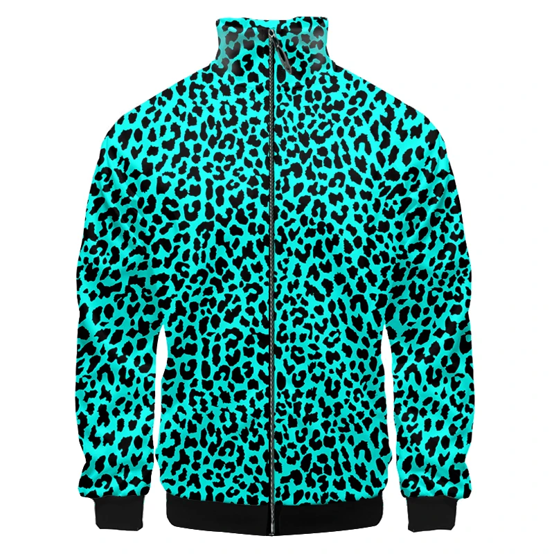 

CJLM Blue Leopard Print New 3D Print Men's Stand Collar Jacket Harajuku Top Casual Fashion Plus Size Sweatshirt Direct Selling